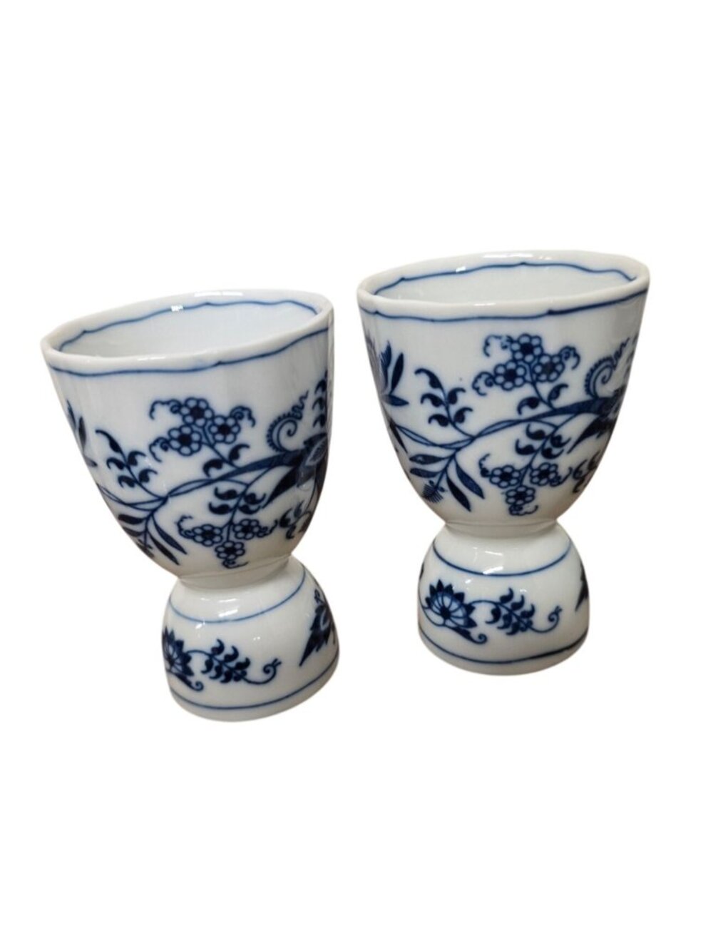 2 Blue Danube Porcelain Egg Cups Floral Blue Onion Pattern
